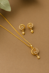 Elegant Paisley CZ Pendant Necklace & Matching Drop Earrings Set for Women