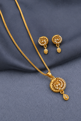 Elegant Paisley CZ Pendant Necklace & Matching Drop Earrings Set for Women