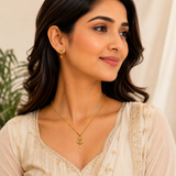 Elegant Floral CZ Pendant Necklace & Matching Drop Earrings Set for Women