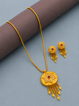 Traditional Star Design Pendant Necklace & Matching Tassel Earrings Set for Women