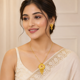 Traditional Star Design Pendant Necklace & Matching Tassel Earrings Set for Women