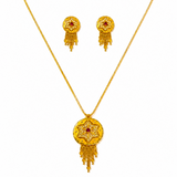 Traditional Star Design Pendant Necklace & Matching Tassel Earrings Set for Women