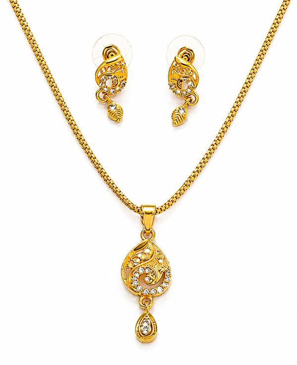 Elegant Teardrop Pendant Necklace & Earrings Set for Women