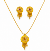 Traditional Star Design Pendant Necklace & Matching Tassel Earrings Set for Women