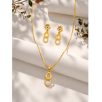 Elegant Double Teardrop CZ Pendant Necklace Set with Matching Drop Earrings for Women