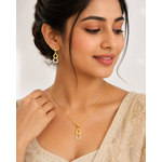 Elegant Double Teardrop CZ Pendant Necklace Set with Matching Drop Earrings for Women