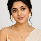 Elegant Double Teardrop CZ Pendant Necklace Set with Matching Drop Earrings for Women