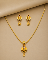 Elegant Traditional Teardrop Pendant Necklace Set with Matching Drop Earrings for Women