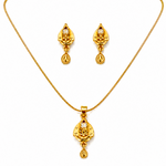 Elegant Traditional Teardrop Pendant Necklace Set with Matching Drop Earrings for Women