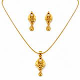 Elegant Traditional Teardrop Pendant Necklace Set with Matching Drop Earrings for Women
