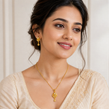 Elegant Traditional Teardrop Pendant Necklace Set with Matching Drop Earrings for Women