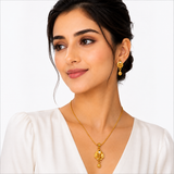Elegant Traditional Teardrop Pendant Necklace Set with Matching Drop Earrings for Women