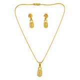 Elegant Geometric CZ Pendant Necklace Set with Matching Drop Earrings for Women