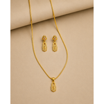 Elegant Geometric CZ Pendant Necklace Set with Matching Drop Earrings for Women