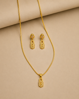 Elegant Geometric CZ Pendant Necklace Set with Matching Drop Earrings for Women