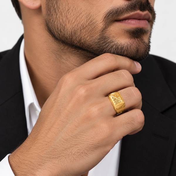 Royal Geometric Heritage Gold Statement Ring for Men