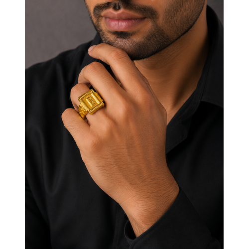Majestic Woven Emblem Gold Ring For Men