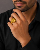 Majestic Woven Emblem Gold Ring For Men