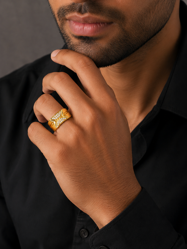 Imperial Crystal Bow Crest Gold Ring