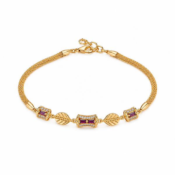 Imperial Ruby Baguette Link Bracelet for Women & Girls