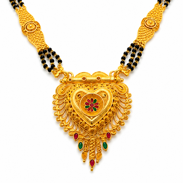 Elegant Bridal Heart Mangalsutra with Intricate Detailing