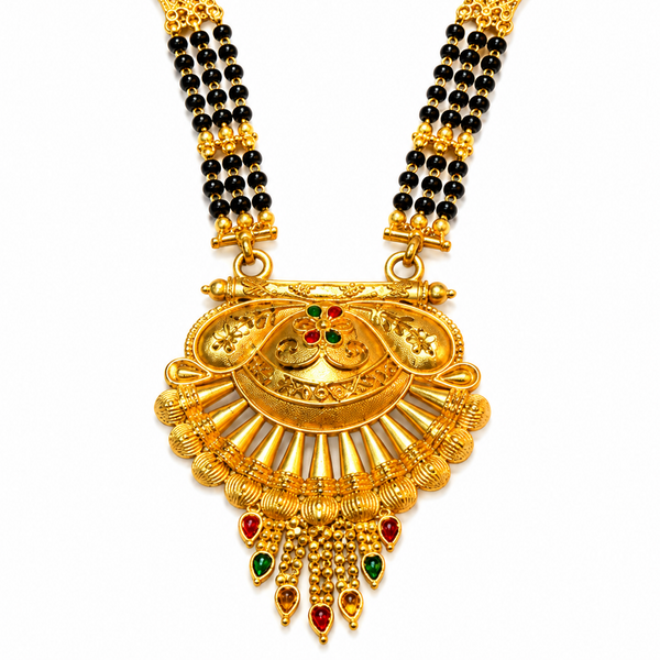 Elegant Heritage Bridal Mangalsutra Necklace with Classic Crescent Design