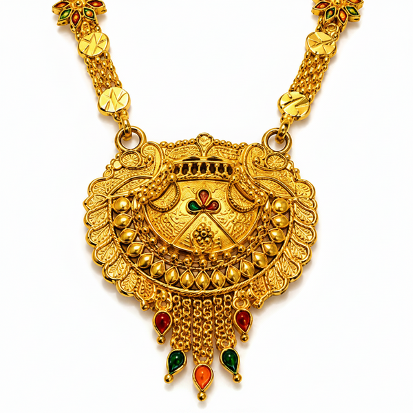 Traditional Black Bead Mangalsutra with Antique Round Multicolor Designer Pendant for Women