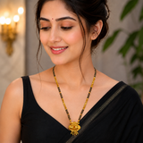 Traditional Antique Gold-Tone Black Bead Mangalsutra for Women