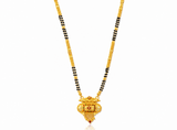 NXGOLD Traditional Multi-Strand Black Bead Mangalsutra with Antique Barrel Pendant