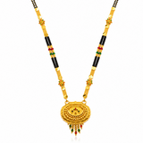 NXGOLD Royal Heritage Black Bead Mangalsutra with Antique Peacock Pendant