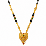 Premium Traditional Black Bead Mangalsutra with Ethnic Floral Pendant