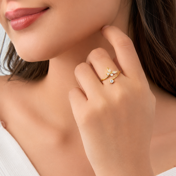 NXGOLD Bloom Spark CZ Open Ring for Women