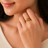 Delicate Leaf Branch CZ Open Ring for Women