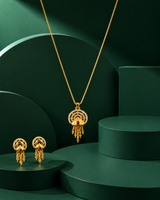 NXGOLD Luxury Gold Finish Crystal Pendant Necklace Set