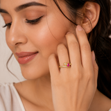 NXGOLD Romantic Heart & Pear Cut Ruby Stone Ring for Women