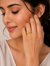 Stylish Bow Design Ring with CZ Stones for Women