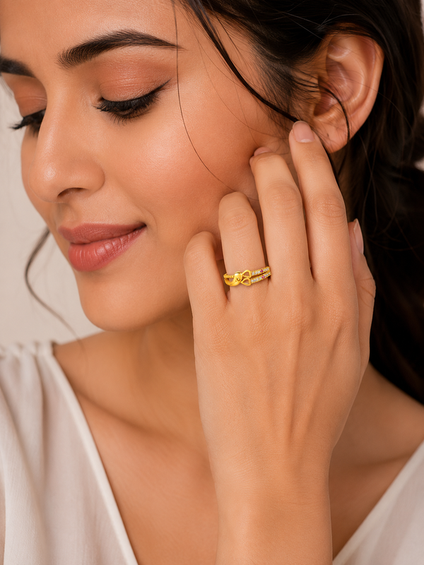 Stylish Bow Design Ring with CZ Stones for Women