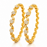 NXGOLD Designer Floral White Stone Bangles For Women