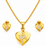 NXGOLD Heart CZ Pendant Necklace Set