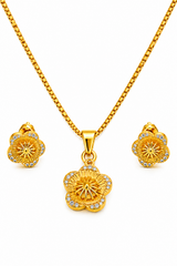 NXGOLD Floral CZ Pendant Necklace Set