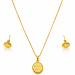 Gold Honeycomb Pendant Necklace Set