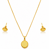 Gold Honeycomb Pendant Necklace Set