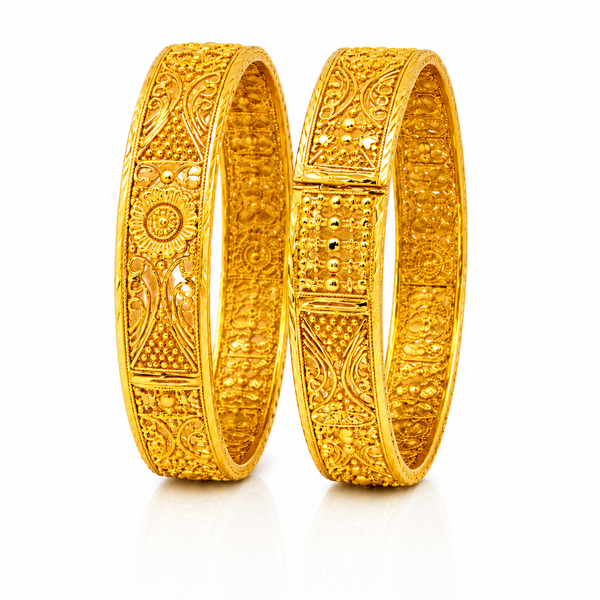 NXGOLD Traditional Gold Bangles For Women Set Of 2