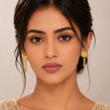 NXGOLD Regal Chain Tassel Crystal Earrings