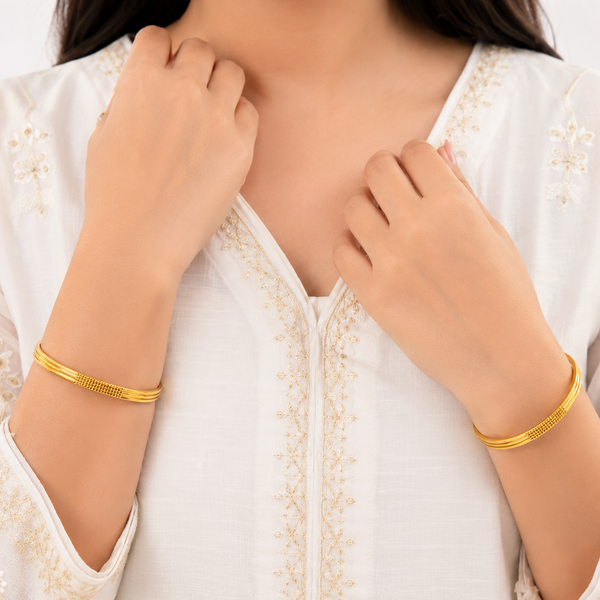 NXGOLD Designer Gold Bangles For Women Set Of 2