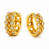 NXGOLD Luxe Crystal Cluster Gold-Toned Huggie Hoop Earrings for Women