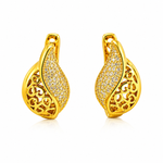 NXGOLD Leaf Design Gold-Toned Hoop Earrings for Women
