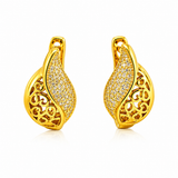 NXGOLD Leaf Design Gold-Toned Hoop Earrings for Women