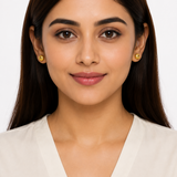 NXGOLD Textured Round Gold-Toned Stud Earrings for Women