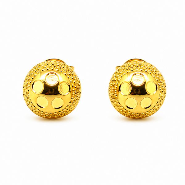 GoldNX Textured Gold-Toned Round Stud Earrings for Women